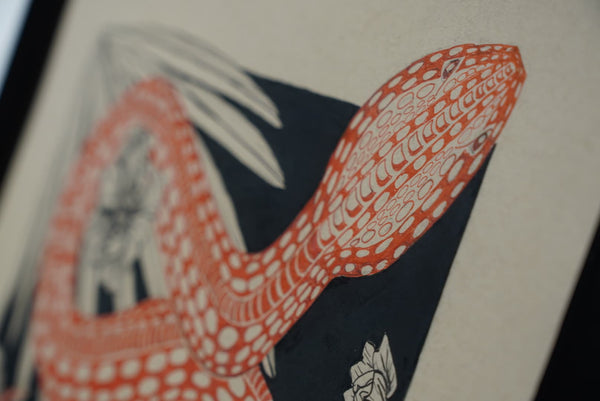 Red Snake and Flowers by Hilary Dufour