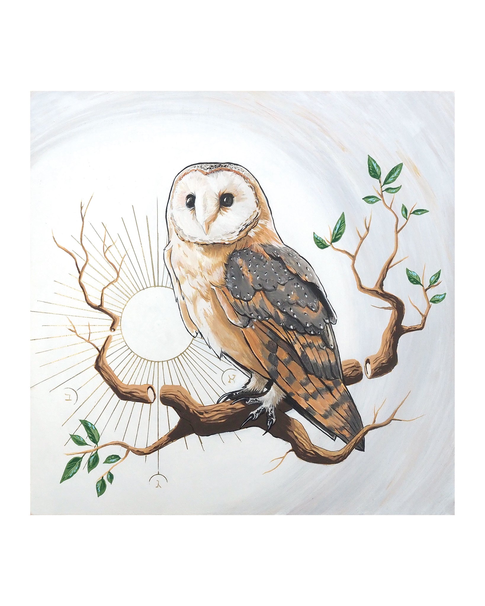 The Crown / Barn Owl Print by Karl Cossio